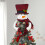 Plush Snowman Tree Topper with Plaid Hat and Scarf 1