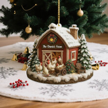 Acrylic Chicken Farm Ornament 2D Wooden Christmas Tree Decor