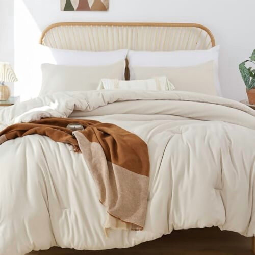 Boho Comforter Set Beige Full Size 3pcs
