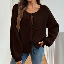 French Premium Wool Knit Cardigan Long Sleeve Open Front