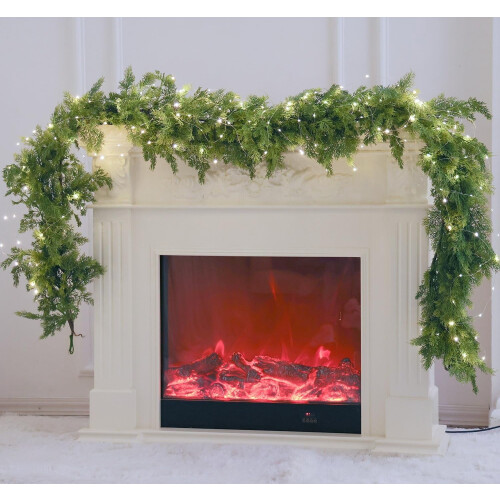Cypress Artificial Christmas Garland with Warm White LED