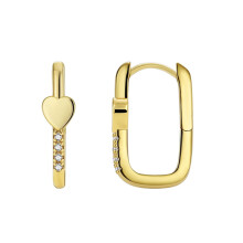 Gold Hoop Earrings for Women Rectangular Heart Small