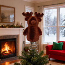 Christmas Reindeer Tree Topper Flocked Elk Ornament