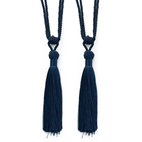 Curtain Tiebacks Handmade Navy Blue 2 Pack