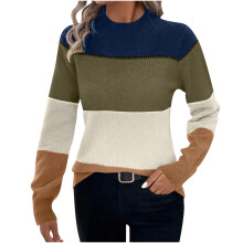 Women's Colorblock Long Sleeve Crew Neck Sweater