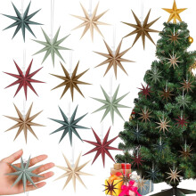 Star Lanterns Paper Christmas Ornaments 12 Inch 5 Pack