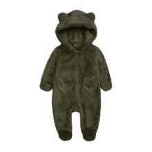 Baby Jumpsuit Winter Romper with Hood Green 0-3 Months