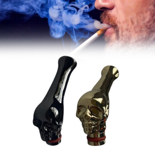 (Silver1)Skull Shaped Cigarette Butt Filter Nozzle Nebulizer Durable Lightweight Tool 2