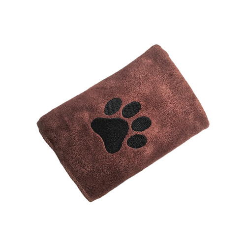 Microfiber Dog Towel Absorbent Fast-Drying Paw Design Brown 1