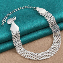 Women's Adjustable Braided Hollow Silver Bangle