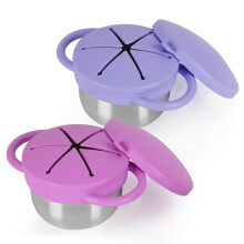 Toddler Snack Cup Stainless Steel 3-Pack with Silicone Lids
