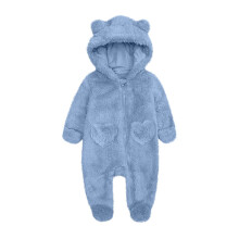 Baby Jumpsuit Winter Romper with Hood Blue 6-9 Months