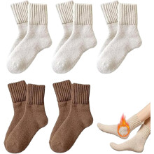 Women's Solid Mid-Calf Knit Socks, Soft Warm Casual Crew