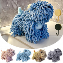 Fuzzy Cute Cartoon Dog Plush Hand Towel 3D Design Chenille
