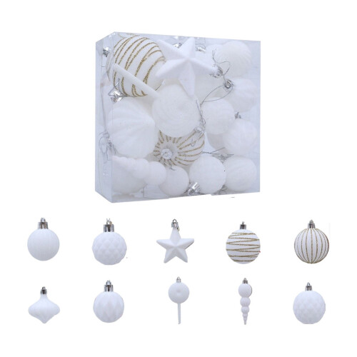 Velvet Christmas Balls White 24 PCS Shatterproof Tree