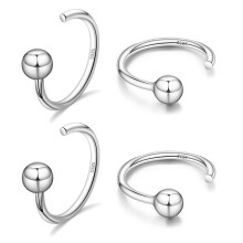 Half Hoop Earrings 925 Sterling Silver 2 Pairs