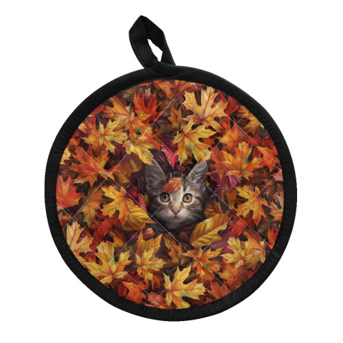 Maple Leaf Pot Mat and Heat-Resistant Cat Gloves