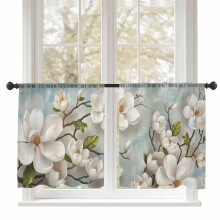 Sheer Curtains Magnolia Farmhouse White Floral Voile