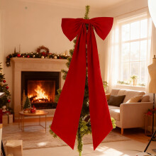 Red Bow Pendant Ornament for Christmas Tree, 19.69 x 47.24