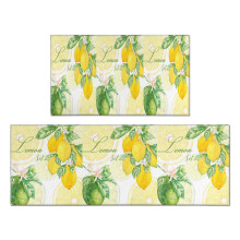 Yellow Lemon Green Kitchen Rug Set 2 pcs 17x47+17x30 in