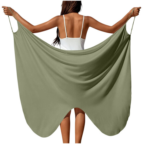 Women's Spaghetti Strap Wrap Dress Lightweight Beach 1