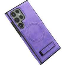 Faux Leather Magnetic Phone Case Purple for Samsung Galaxy