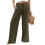 Women's Linen Pants Elastic Waist Wide Leg Button Front 8