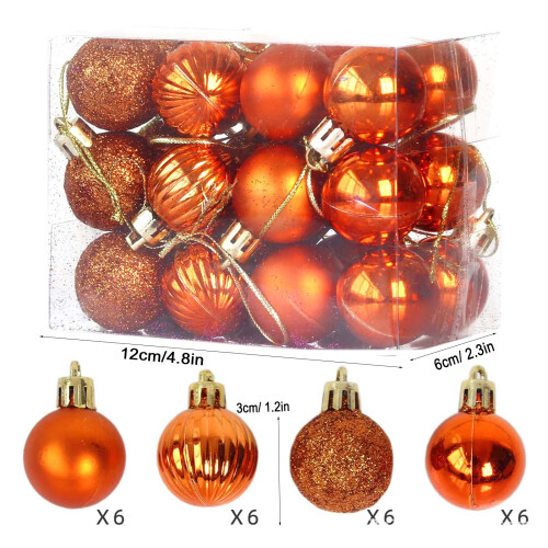 Orange Shatterproof Christmas Balls 40mm 24PCS 2