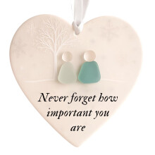 Heart Sea Glass Friendship Ornament Handmade 1pc