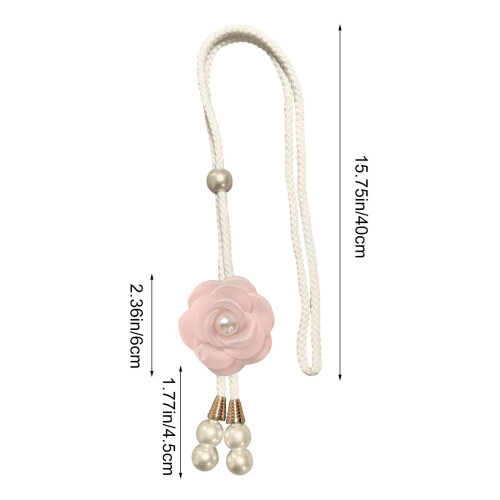 Camellia Tassel Tiebacks with Pearls Adjustable Braided Rope 2
