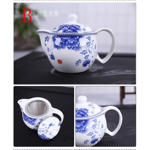 Chinese Porcelain Tea Pot with Belt Filter, Double Teapot 1