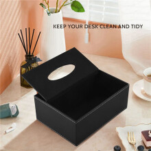 5X PU Tissue Box Fernbedienung Halter Multifunktional Desktop Organizer Bleistift Schere Behälter (Schwarz)