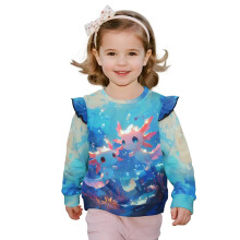 Girls Ocean Salamander Sweatshirt Ruffle Sleeve Size 3-4
