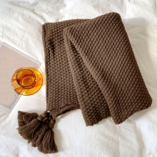 Knitted Fringe Blanket Soft Warm Decorative Throw 70x100 cm