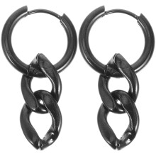 Chunky Black Chain Link Earrings 1 Pair