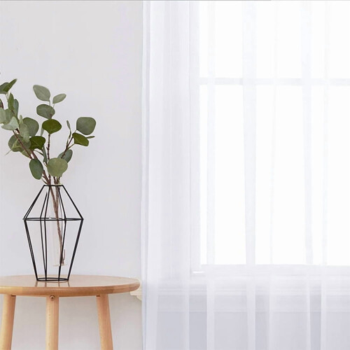 Transparent Window Screen Curtains Grey 52x84 in 2 Panels 2