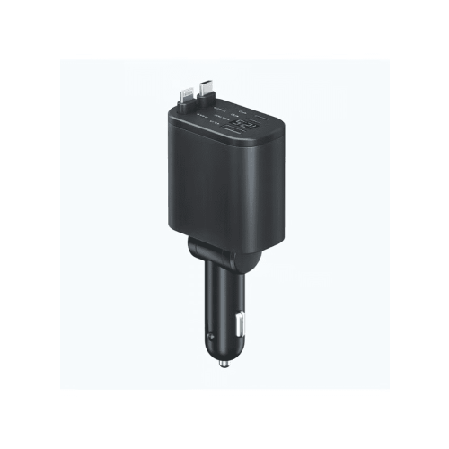 USB PD Car Charger with Two 0.7m Retractable Cables