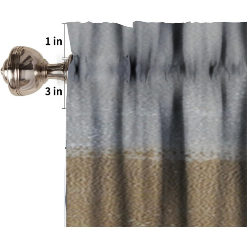 Tan Brown Window Valance Curtains Retro Farmhouse Style 1