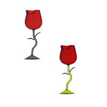 Rose-Shaped Glass Goblet Juice Glass 2 Pack 150ml Green