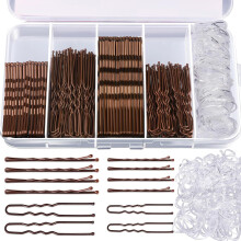 Metal Hair Clips Set Brown U-Shaped Straight Non-Slip with