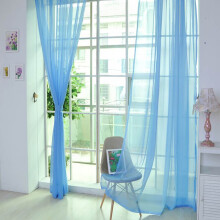 Light Blue Sheer Gauze Curtains Rod Pocket 2-Piece Set