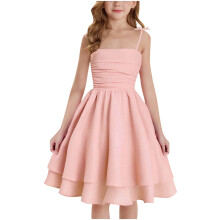 Girls Sleeveless Summer Dress with Spaghetti Straps for