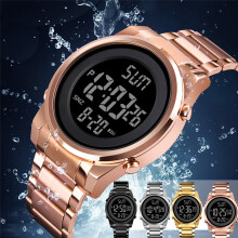 Men's Digital Watch Waterproof Luminous Silver