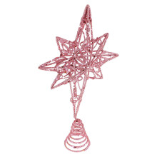 Christmas tree top star gold octagon small pink bauble