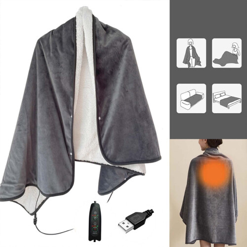 Heated Blanket Portable Electric Warm Shawl 12V