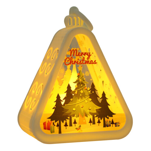 Christmas Triangle Lantern with LED Lights White