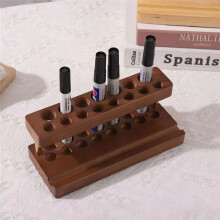 Slots Walnut Pens Holder Toothbrush Holder Phone Stand Pen Tray Brush Display Case Storage Stand Walnut Color