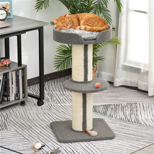 91cm Cat Tree, Cat Tower with Scratching Post, Bed, Perch, Removable Cushion for Indoor Kittens, Grey 2