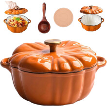 Pumpkin Dutch Oven Pot with Lid 1.62/1.96 Qt Non-Stick