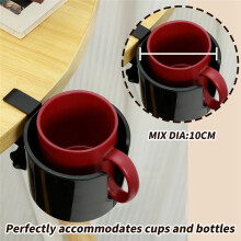 Desk Cup Holder Table Universal Adjustable Pgraded Arm Clamp Nonslip Storage Rack Clip Coffee Bottles with Hook Black